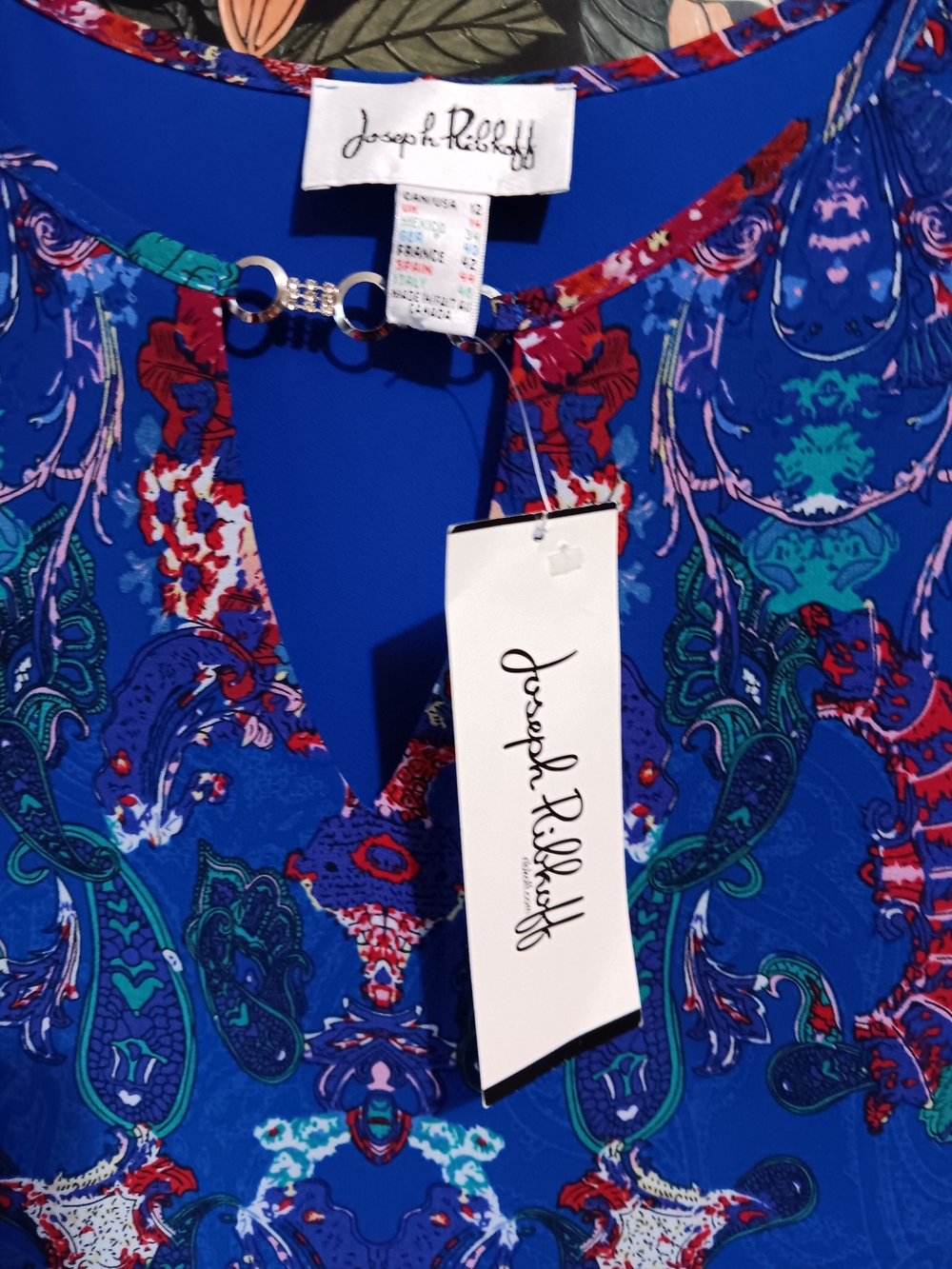 Joseph Ribkoff Royal Blue Paisley-Print Tunic - Picture 8 of 9